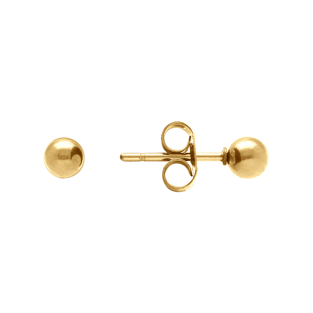 Boucles d\'oreille tige en acier dor� boule 4mm - Vue 2