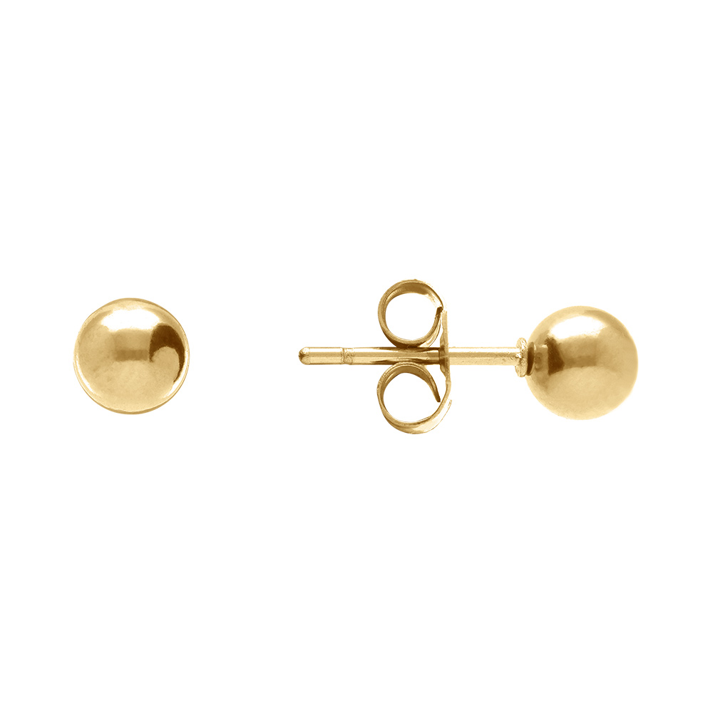 Boucles d\'oreille tige en acier dor� boule 5mm - Vue 2