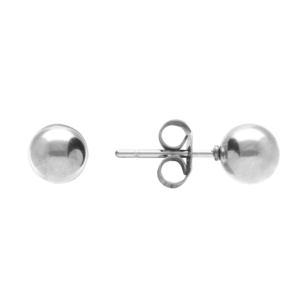 Boucles d\'oreille tige en acier boule 6mm - Vue 2