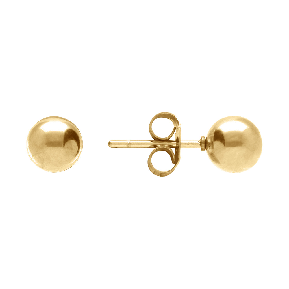Boucles d\'oreille tige en acier dor� boule 6mm - Vue 2