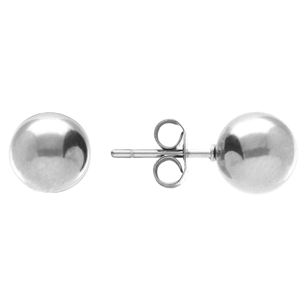 Boucles d\'oreille tige en acier boule 8mm - Vue 2