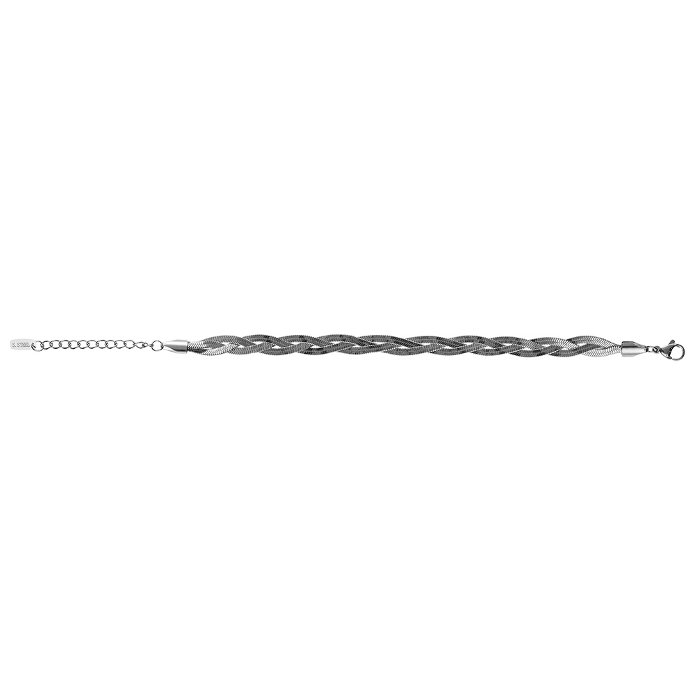 Bracelet acier tresse miroir r�glable 16 � 20cm - Vue 2