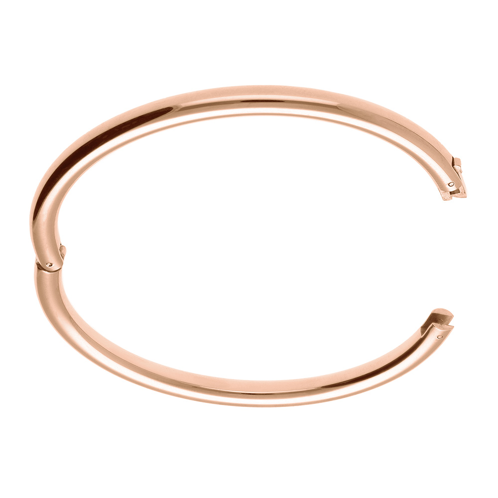 Bracelet en acier jonc massif dor� rose tube ovale articul� diam�tre 62x55.5mm interieur - Vue 2