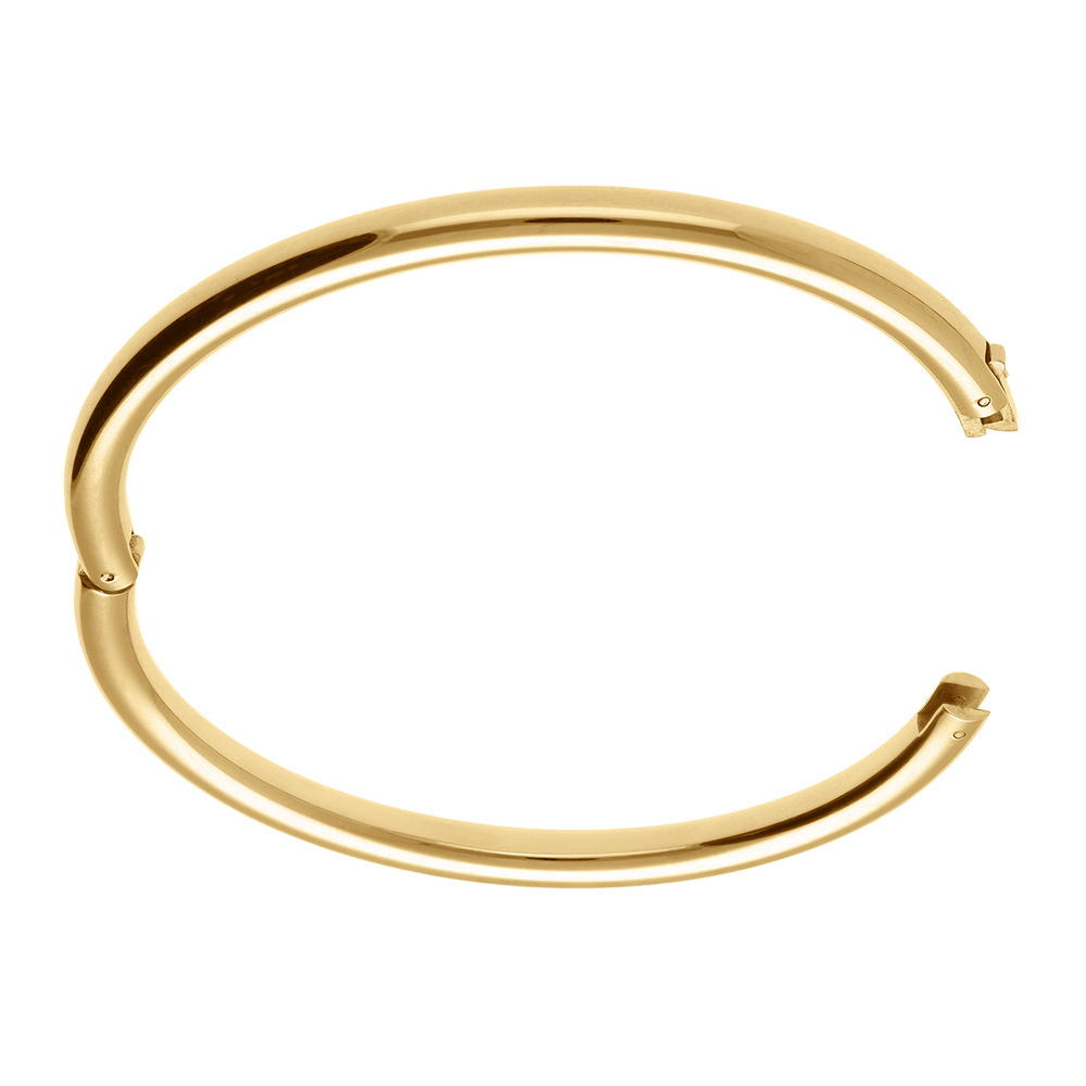 Bracelet en acier jonc massif dor� jaune tube ovale articul� diam�tre 62x55.5mm interieur - Vue 2