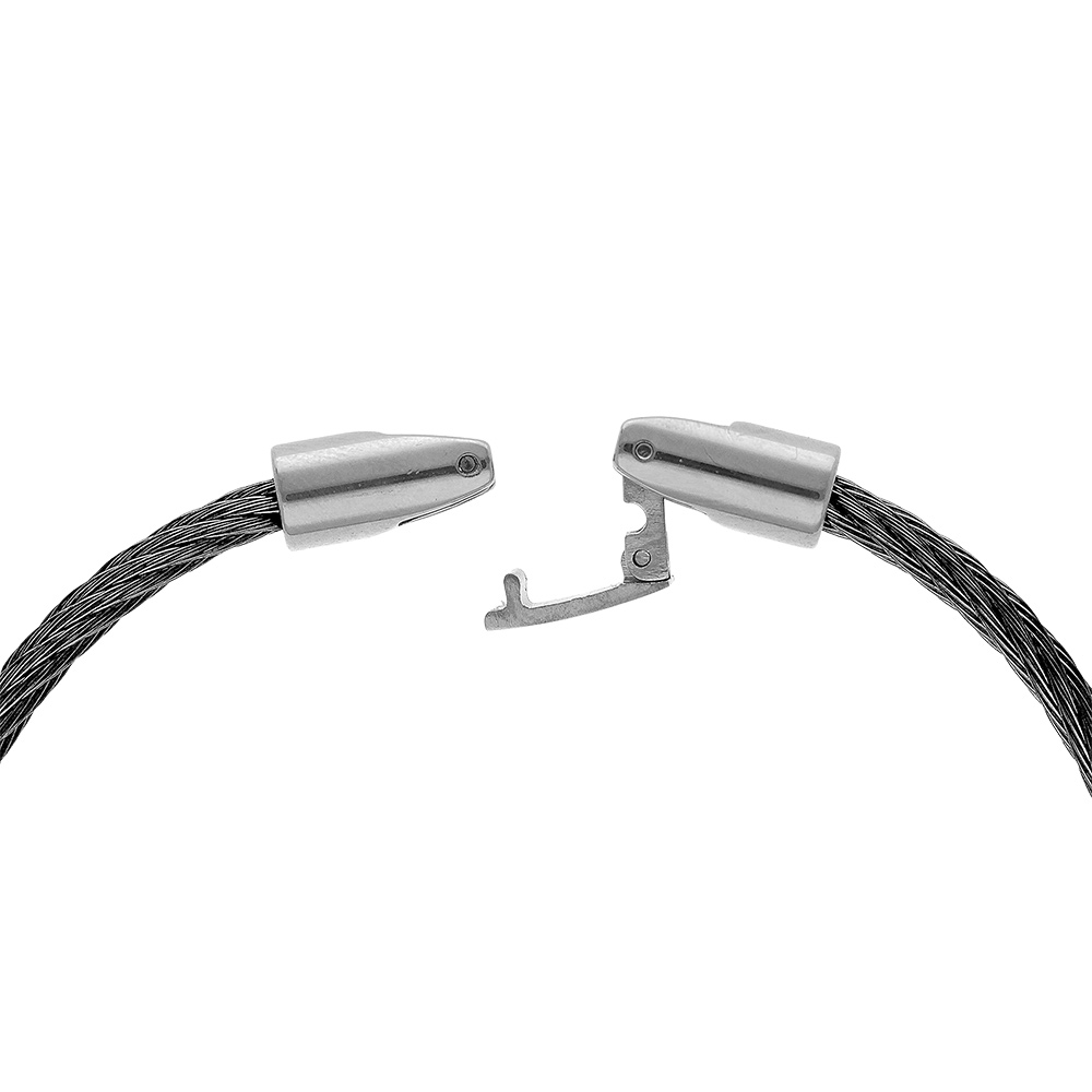 Bracelet en acier c�ble noir - Vue 2