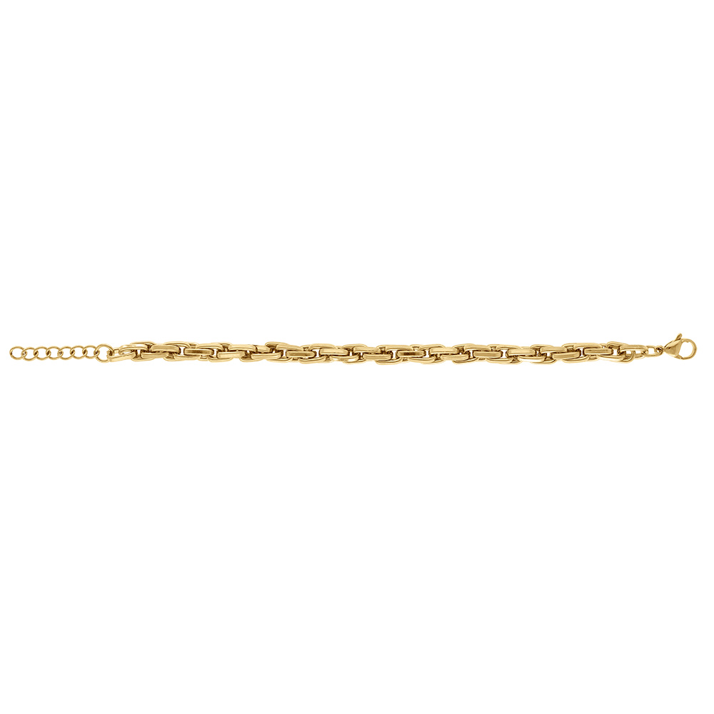 Bracelet en acier dor� maille entrelac�es 5mm - 16+3cm - Vue 2