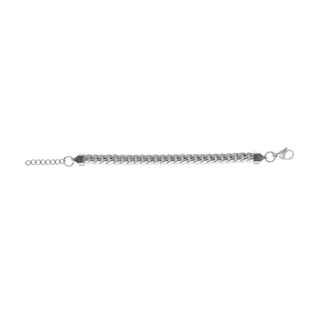 Bracelet en acier maille anglaise 7mm - 16+3cm - Vue 2