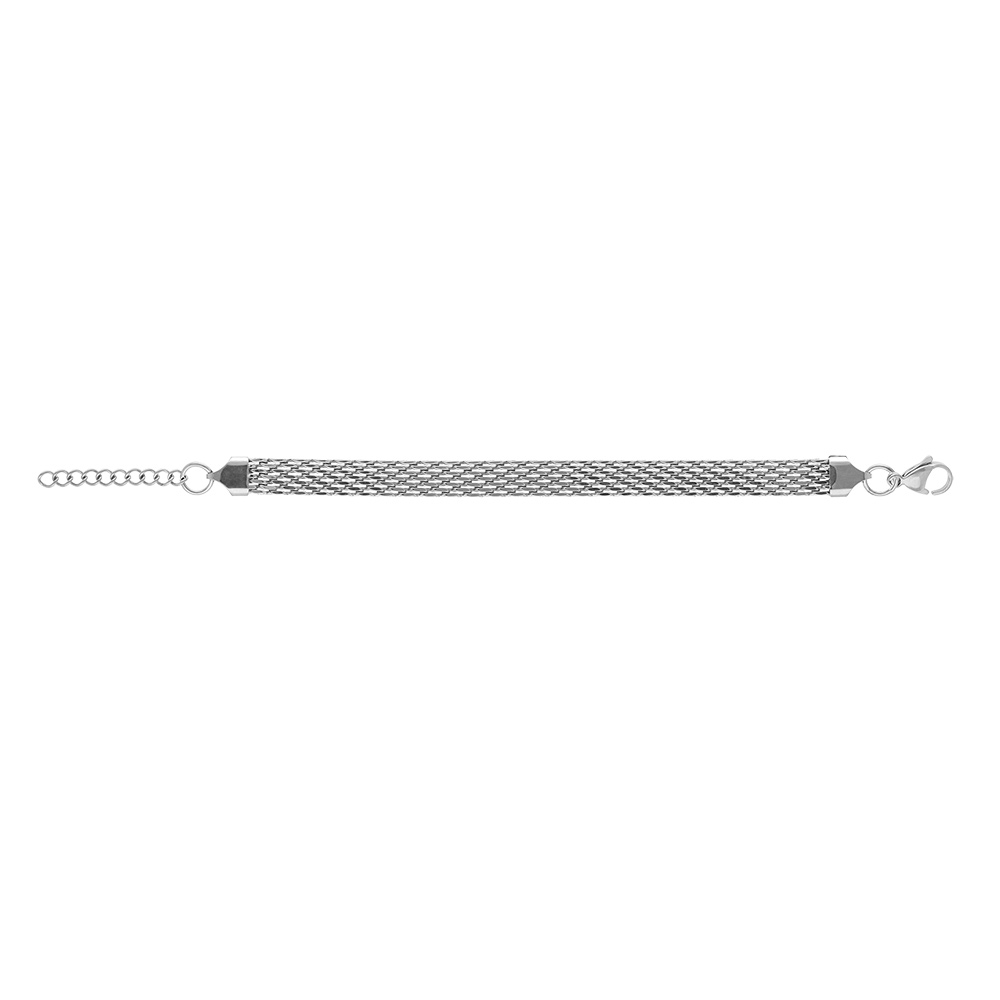 Bracelet en acier maille plate 8mm - 16+3cm - Vue 2