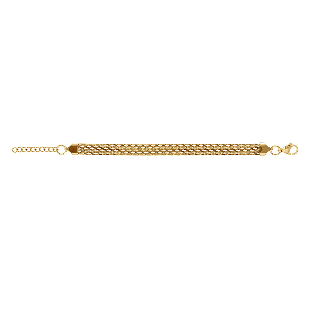 Bracelet en acier dor� maille plate 8mm - 16+3cm - Vue 2