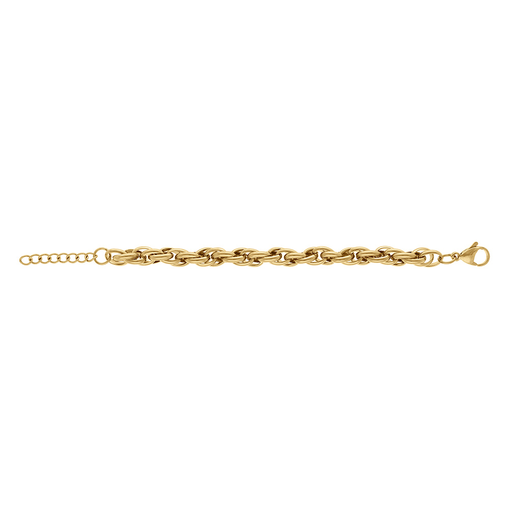 Bracelet en acier dor� maille 7mm  - 16+3cm - Vue 2