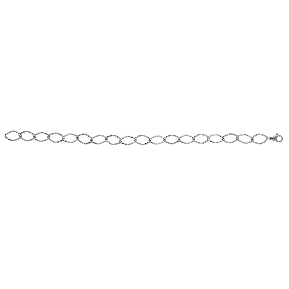 Bracelet en acier maille losange cisel�e - 18cm - Vue 2