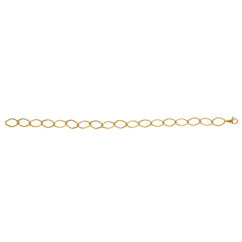 Bracelet en acier dor� maille losange cisel�e -18cm - Vue 2