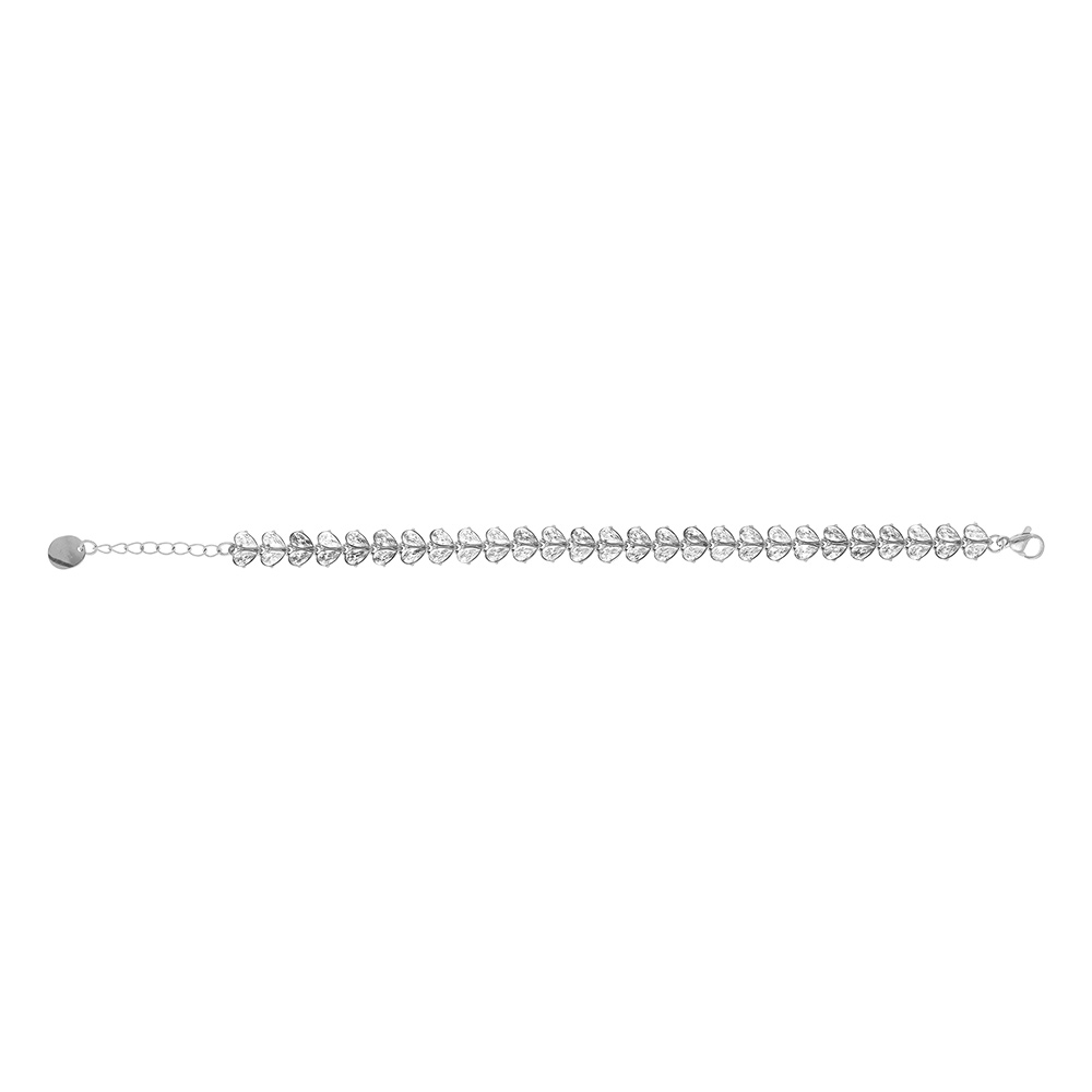 Bracelet en acier multi coeurs d\'oxydes blancs sertis - 16+3cm - Vue 2