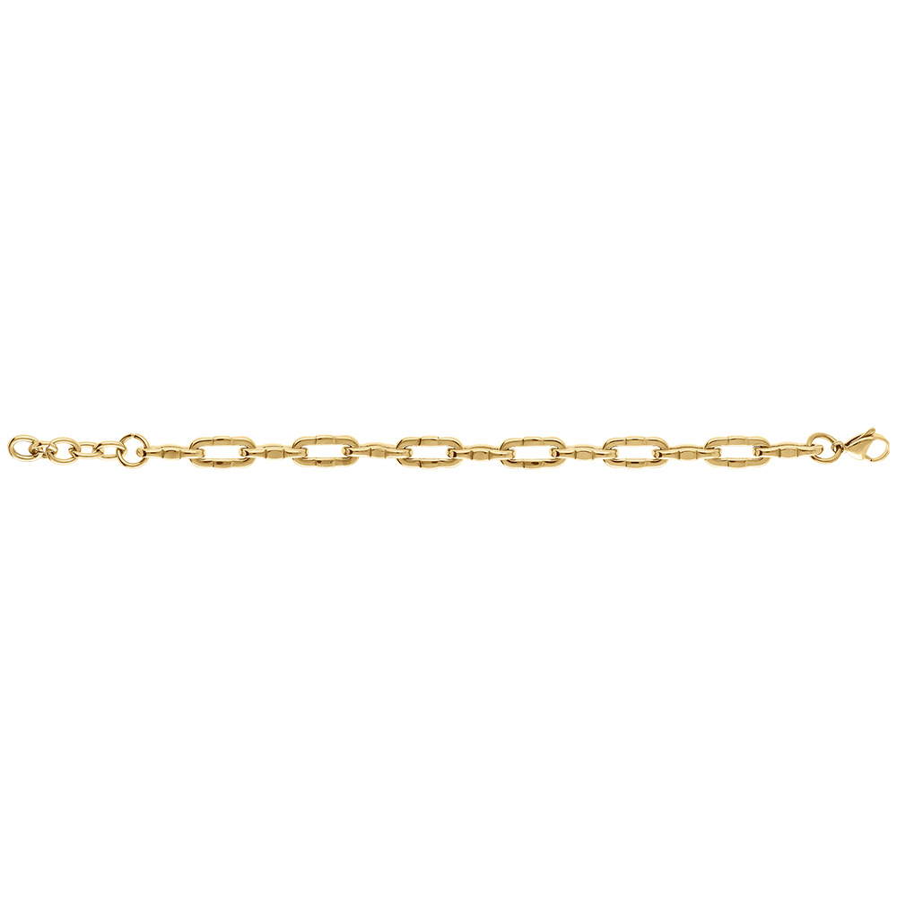 Bracelet en acier dor� maille rectangulaire - 19+2cm - Vue 2