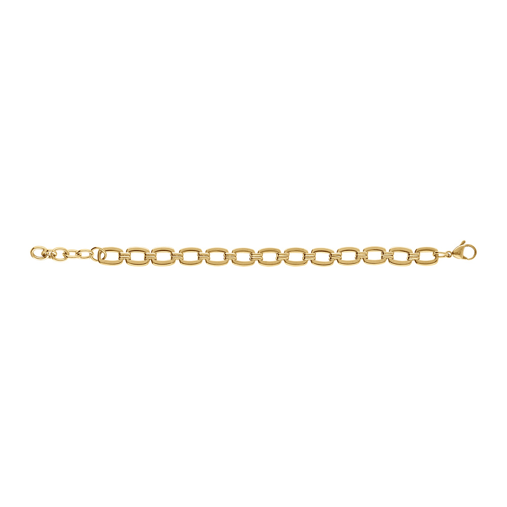 Bracelet en acier dor� maille rectangulaire - 18+3cm - Vue 2