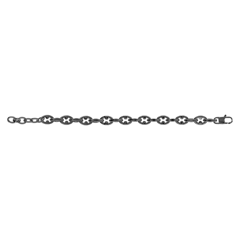 Bracelet en acier maille PVD noir mat - 19+3cm - Vue 2
