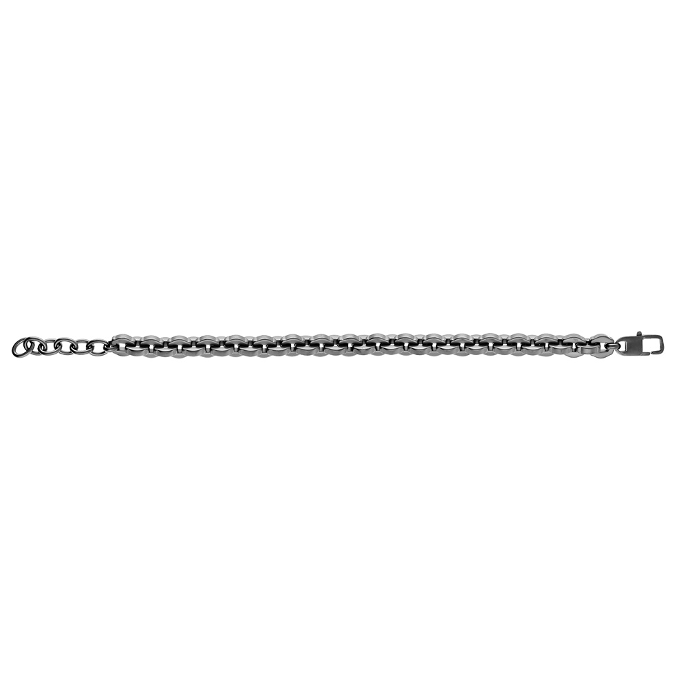Bracelet en acier et PVD noir aspect titanium - 20+3cm - Vue 2