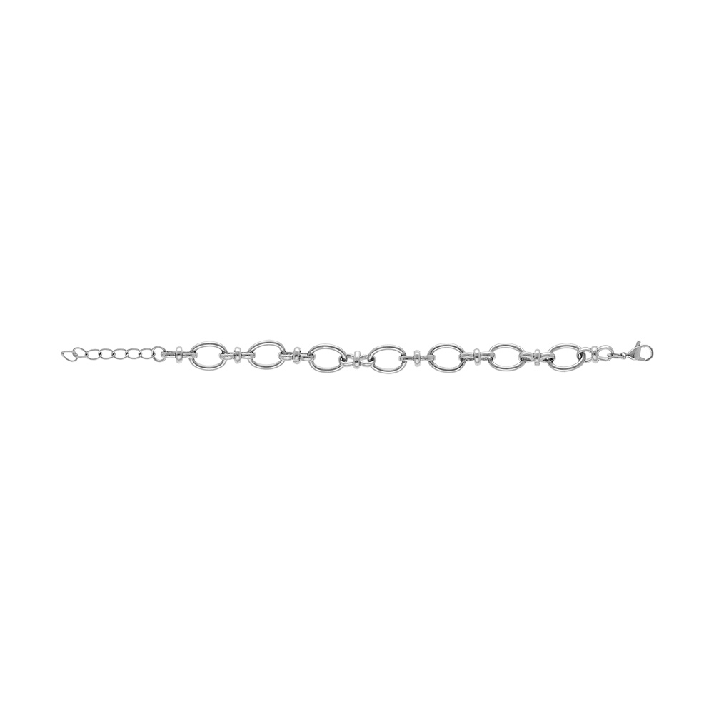 Bracelet en acier mailles ovales - 17+3cm - Vue 2