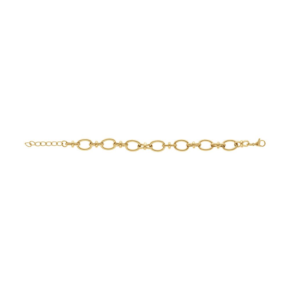 Bracelet en acier dor� mailles ovales - 17+3cm - Vue 2