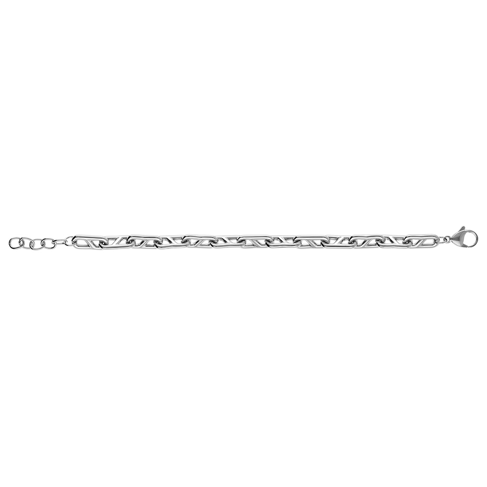 Bracelet en acier grosse maille marine - 19+3cm - Vue 2