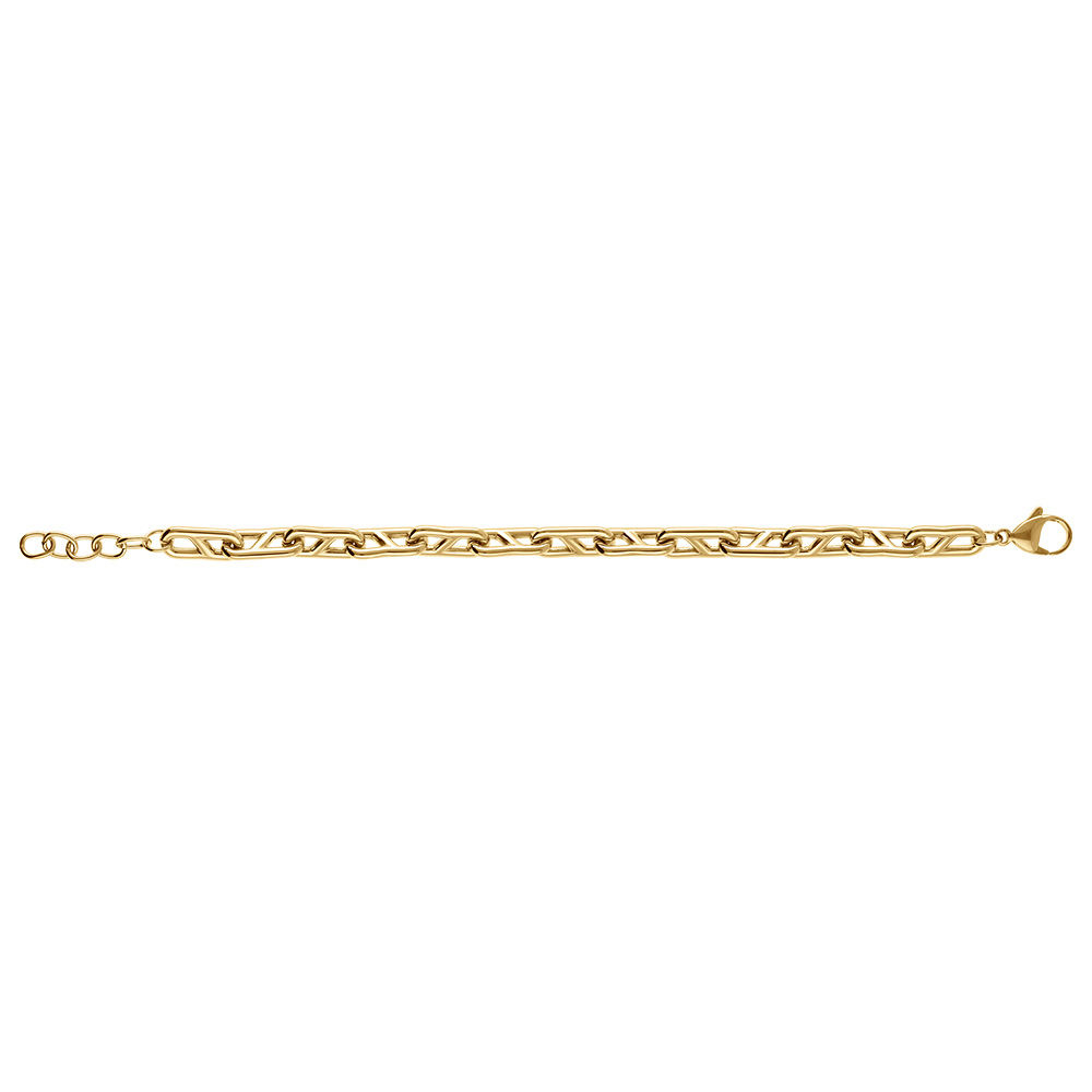 Bracelet en acier dor� grosse maille marine - 19+3cm - Vue 2