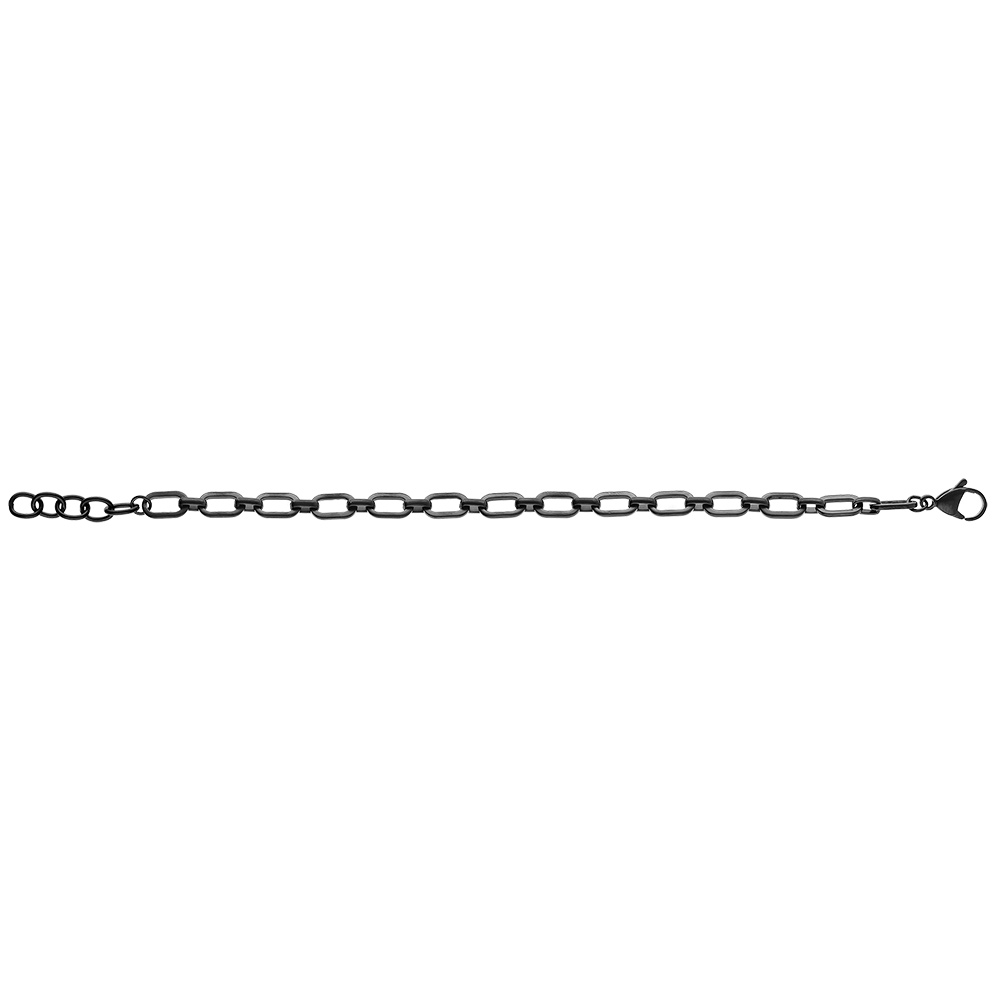 Bracelet en acier PVD noir - 19+3cm - Vue 2