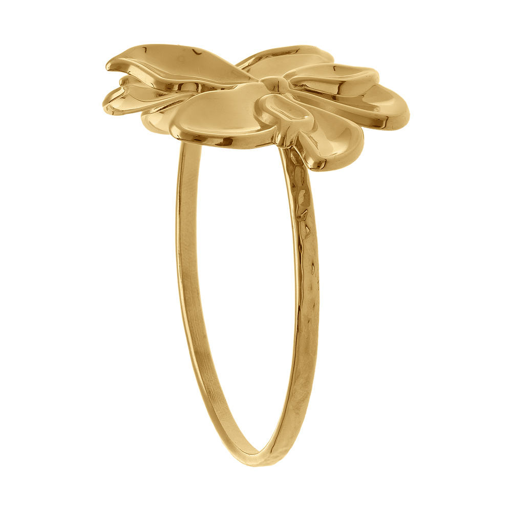 Bracelet en acier dor� rigide double fleur - 40x26mm - Vue 2