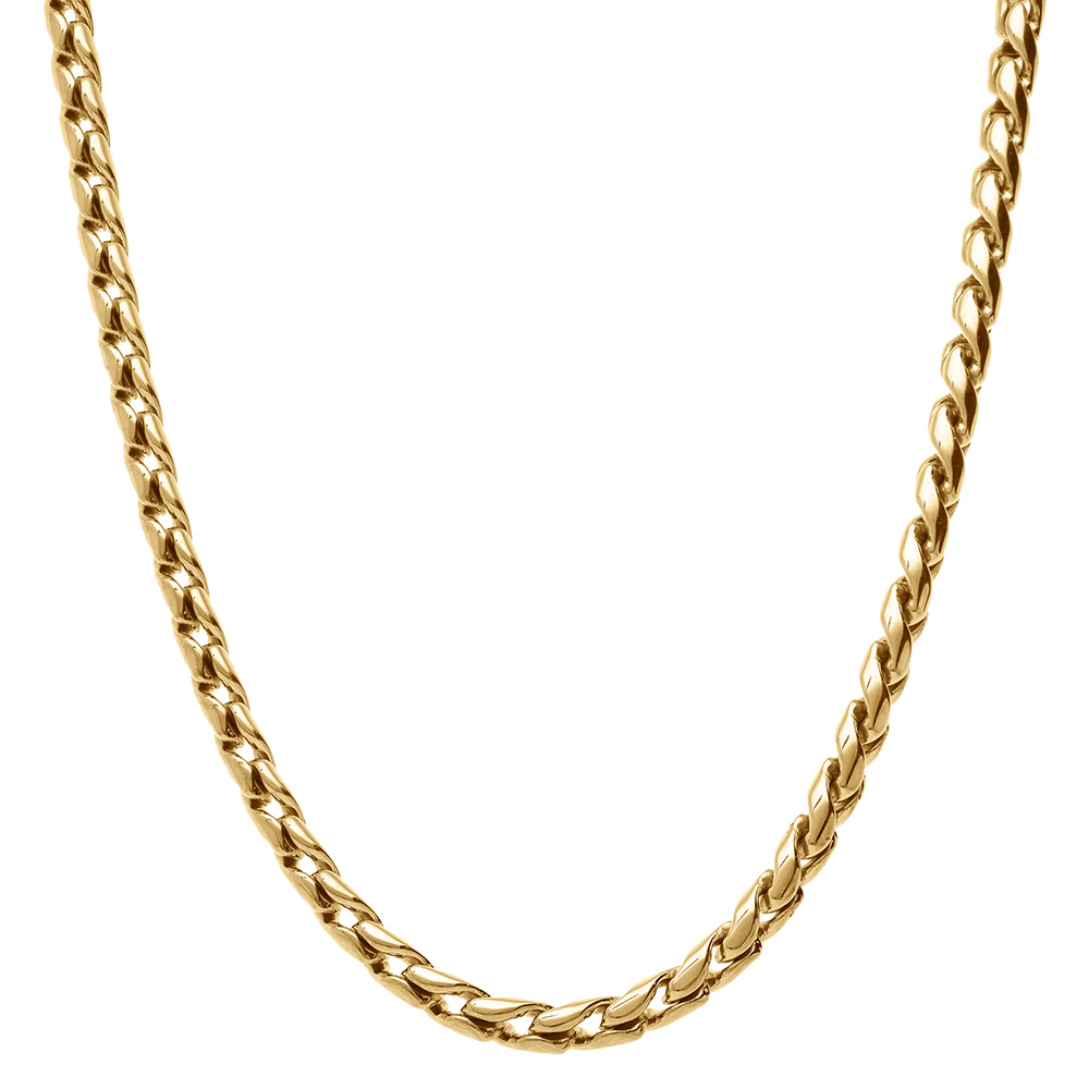 Collier en acier dor� maille aspect torsade - 49+5cm - Vue 2