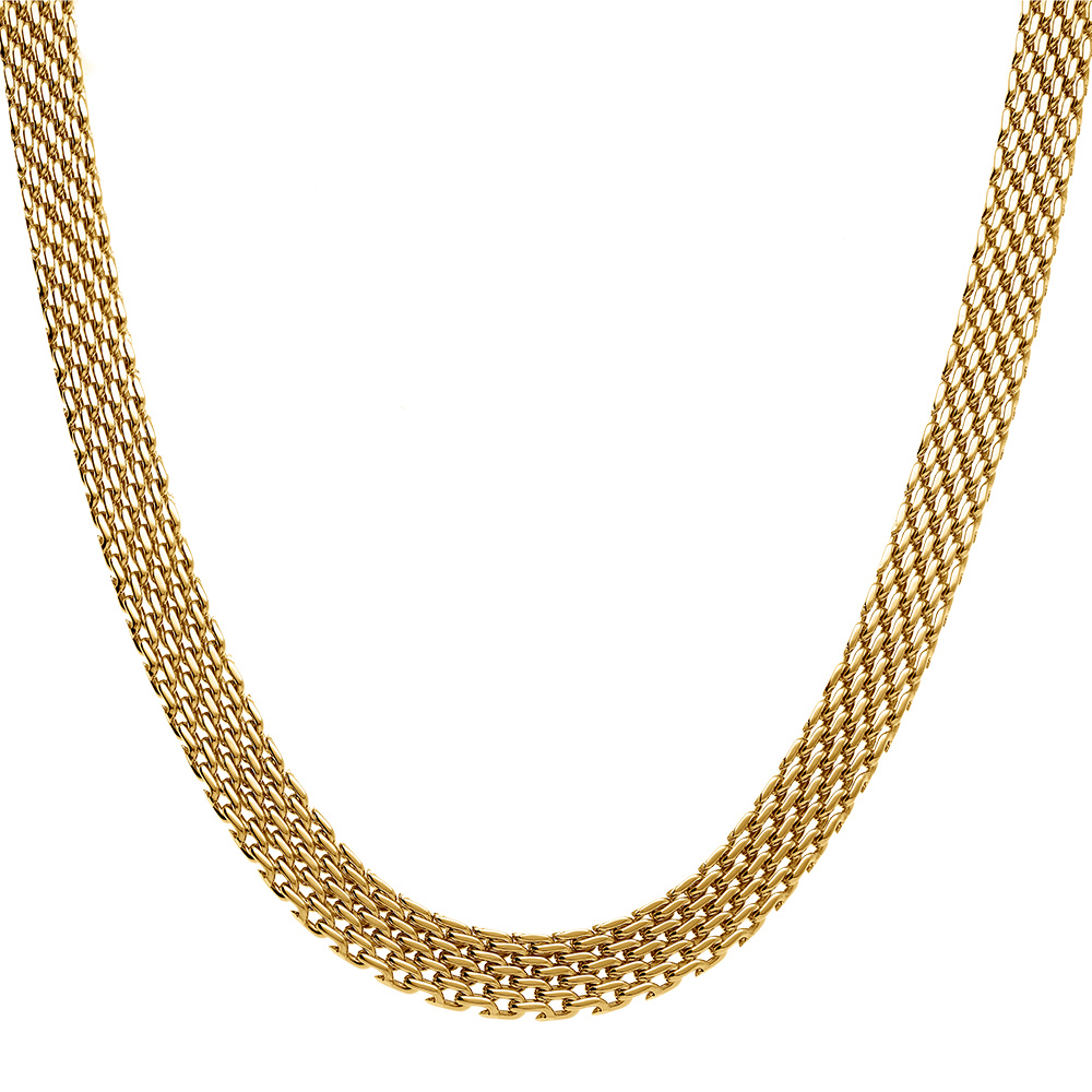 Collier en acier dor� maille plate 8mm - 42+5cm - Vue 2
