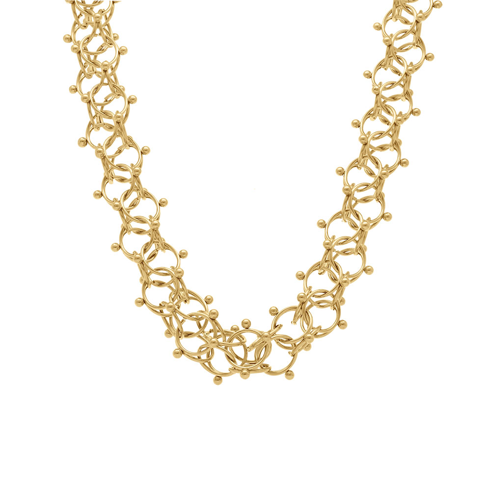 Collier en acier dor� 10mm maille \