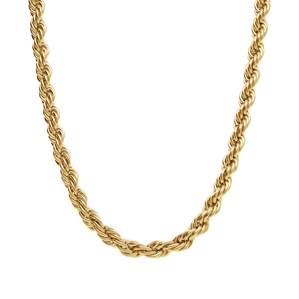 Collier en acier dor� 7mm - 42+5cm - Vue 2
