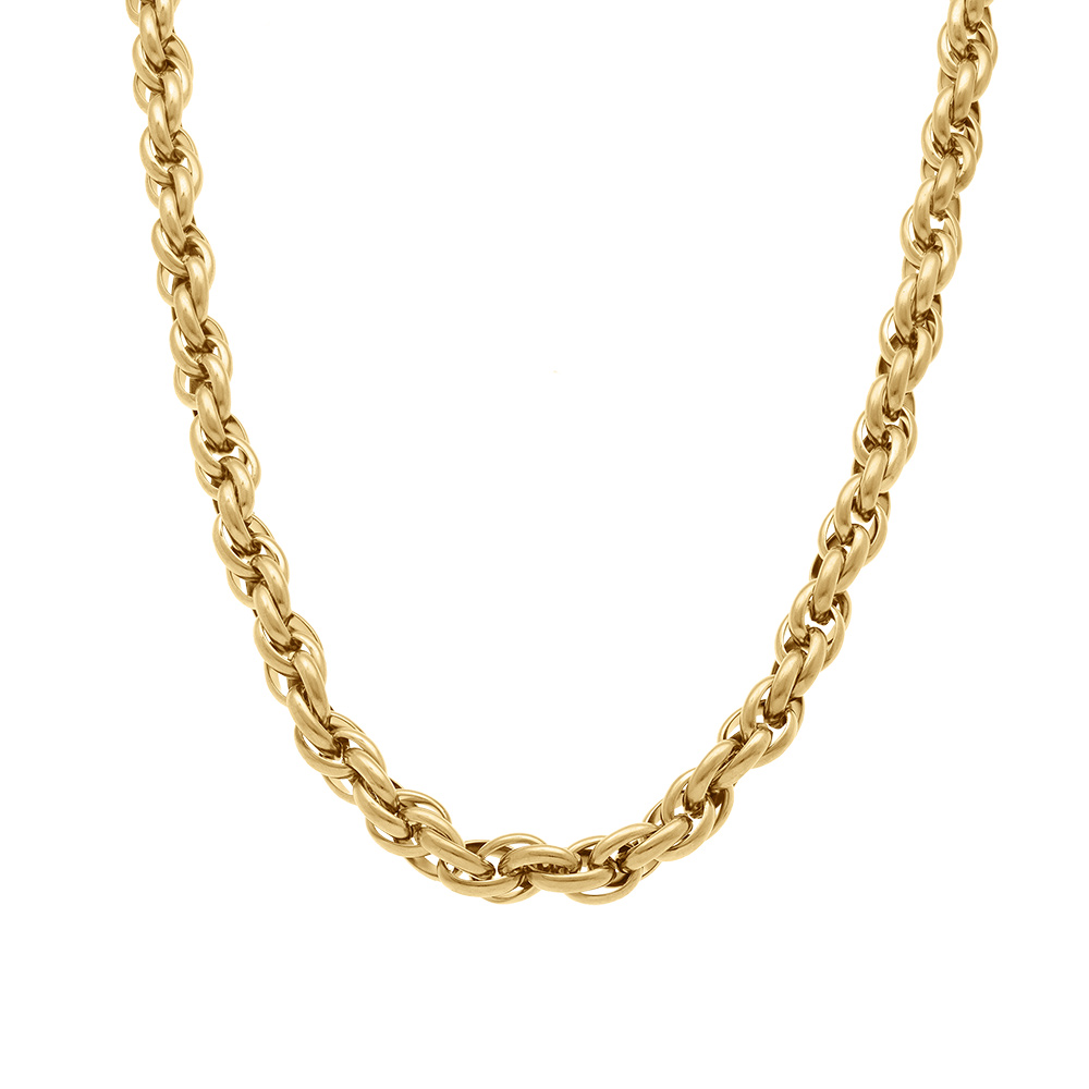Collier en acier dor� maille 7mm - 40+5cm - Vue 2