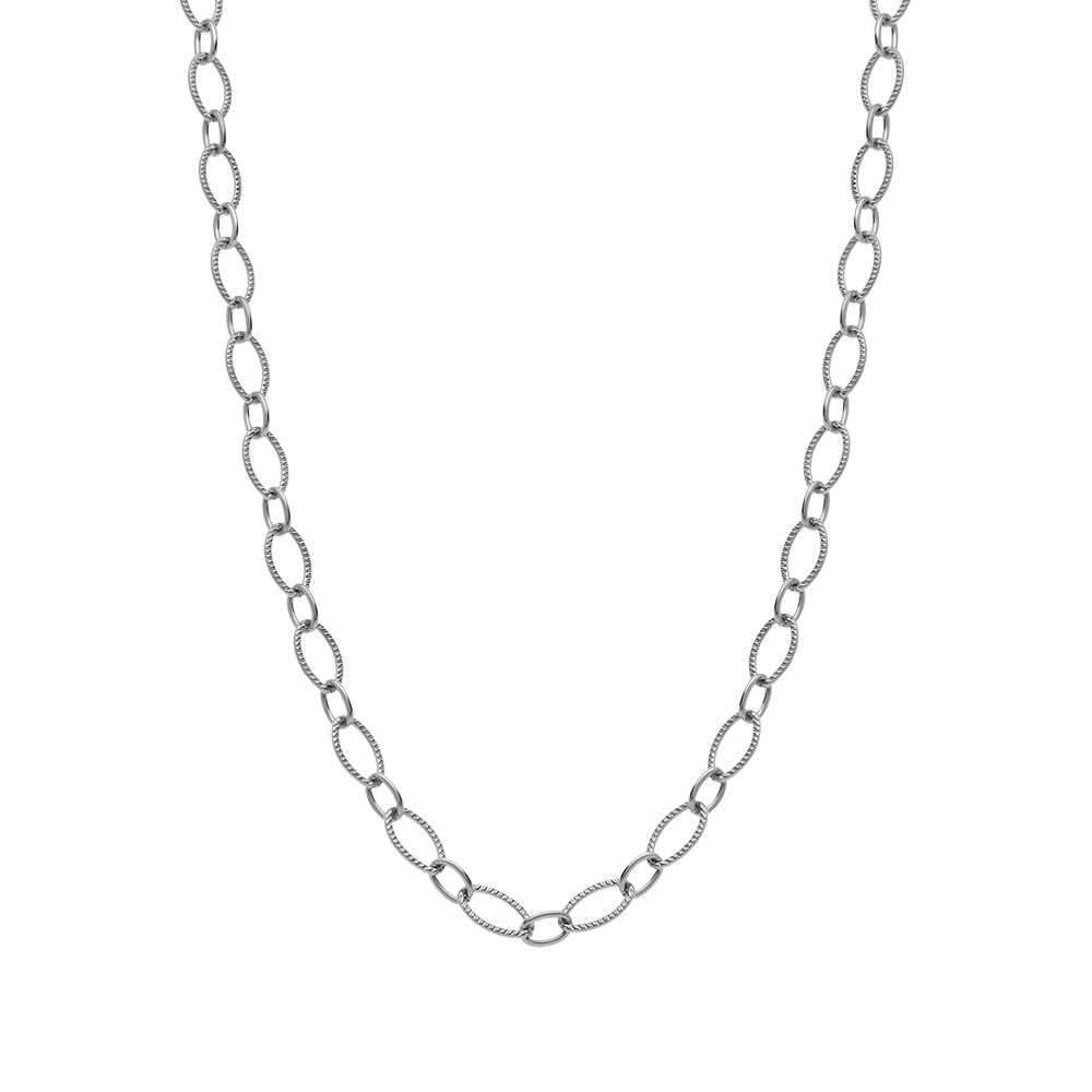 Collier en acier maille maille ovale altern�e cisel�e - 45cm - Vue 2