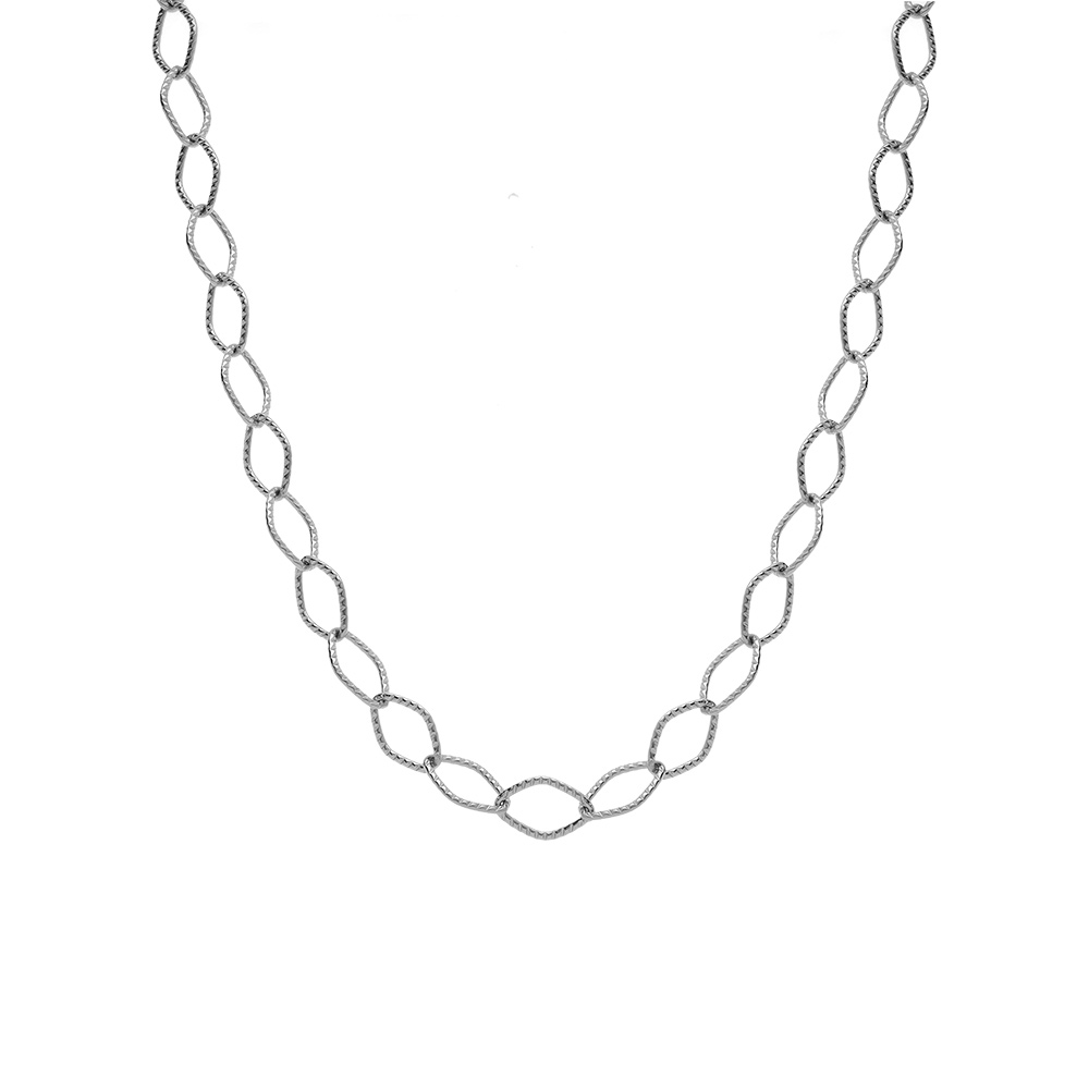 Collier en acier maille losange cisel�e - 45cm - Vue 2