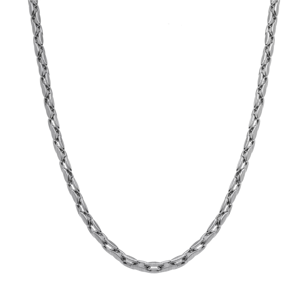 Collier en acier satin� maille - 53+5cm - Vue 2