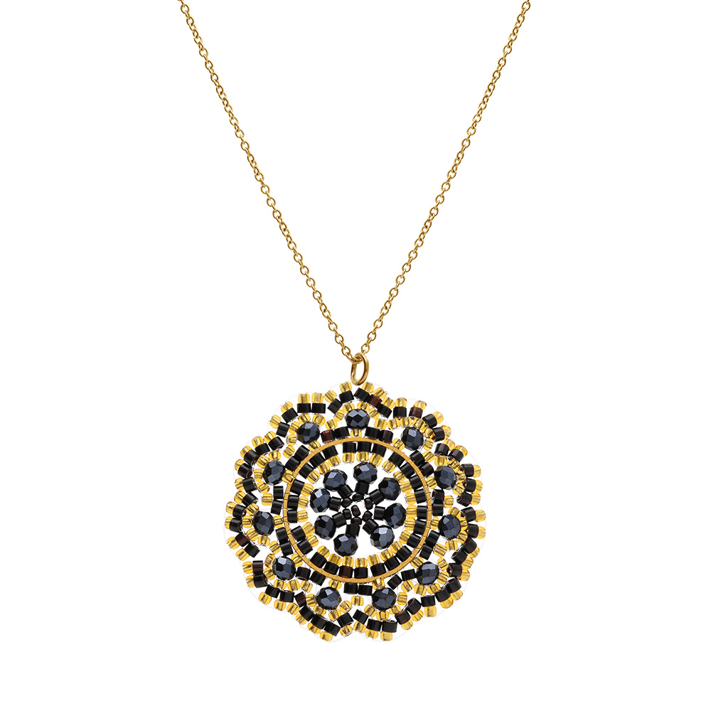 Collieren acier dor� pendentif boh�me -  40mm 42+10cm - Vue 2