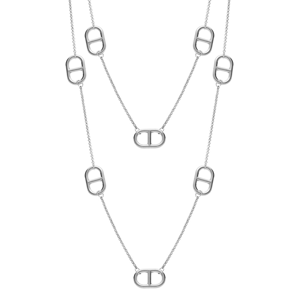 Collier en acier sautoir maille marine -  97+5cm - Vue 2