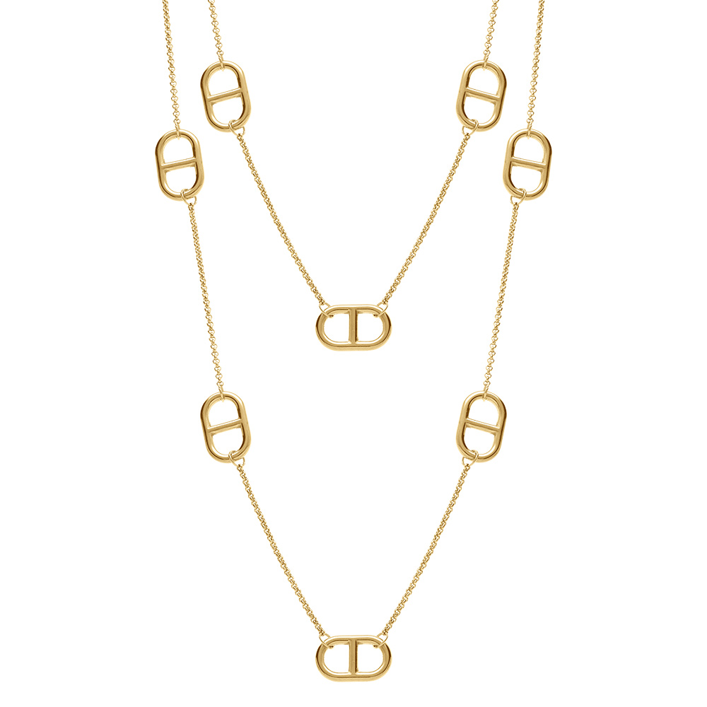 Collier en acier dor� sautoir maille marine - 90 + 5cm - Vue 2