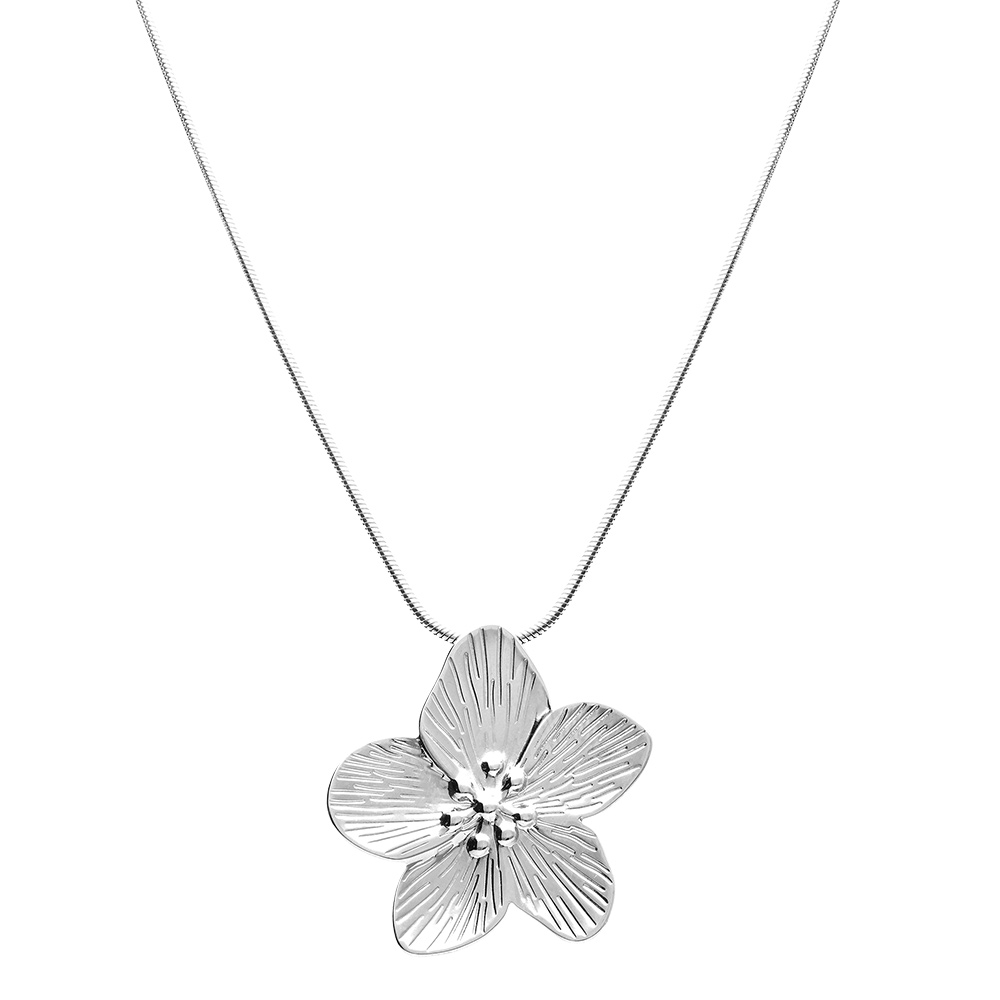 Collier en acier avec pendentif fleur,  41+5cm - Vue 2
