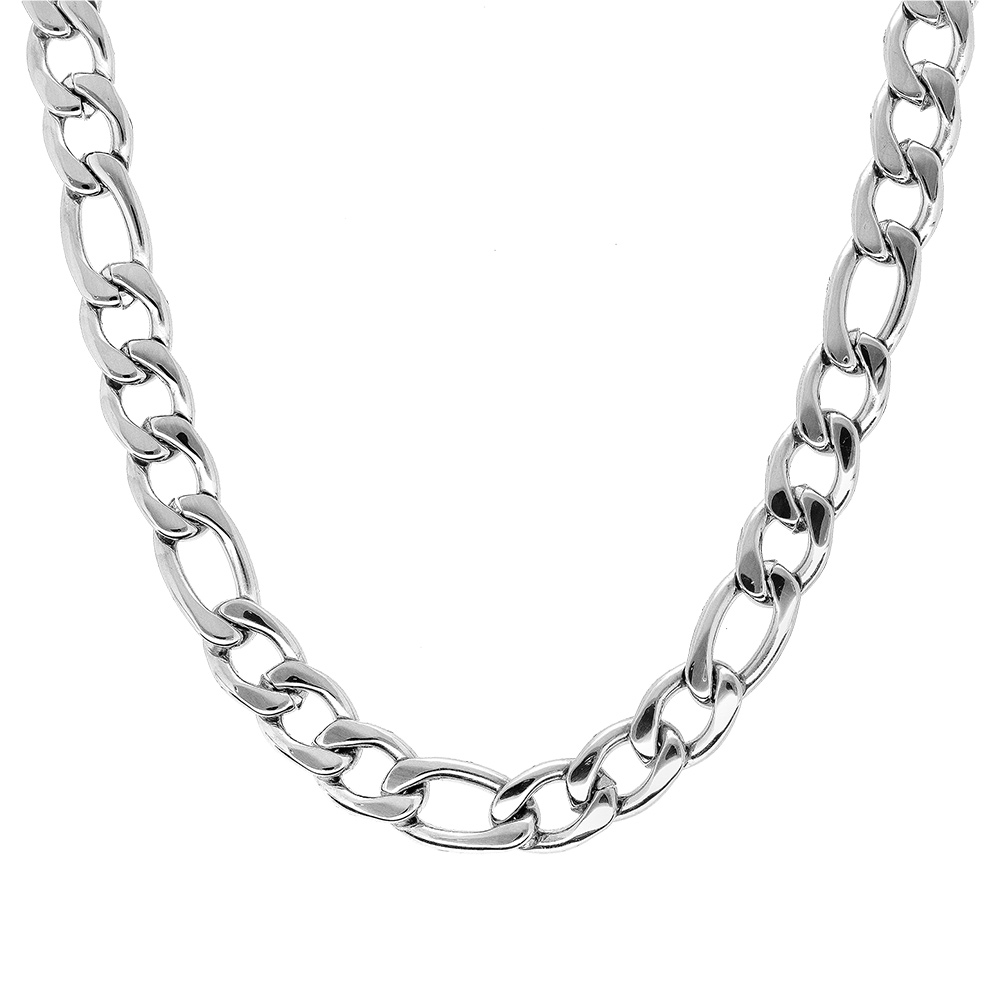 Collier en acier  maille alterne 1+3 - largeur 9mm longueur 55cm - Vue 2