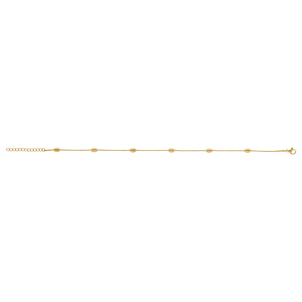 Cha�ne cheville en acier dor� avec olives - 22.5+3.5cm - Vue 2