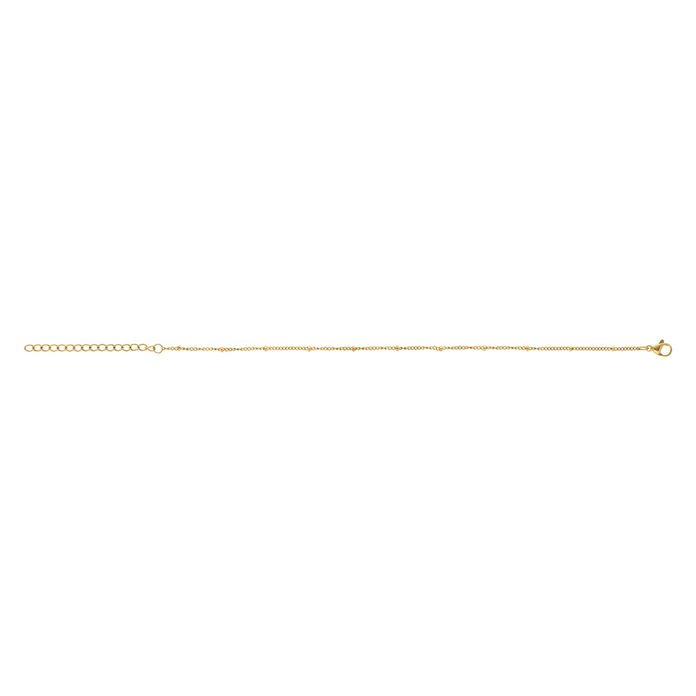 Cha�ne cheville en acier dor� avec boules  - 19+5cm - Vue 2