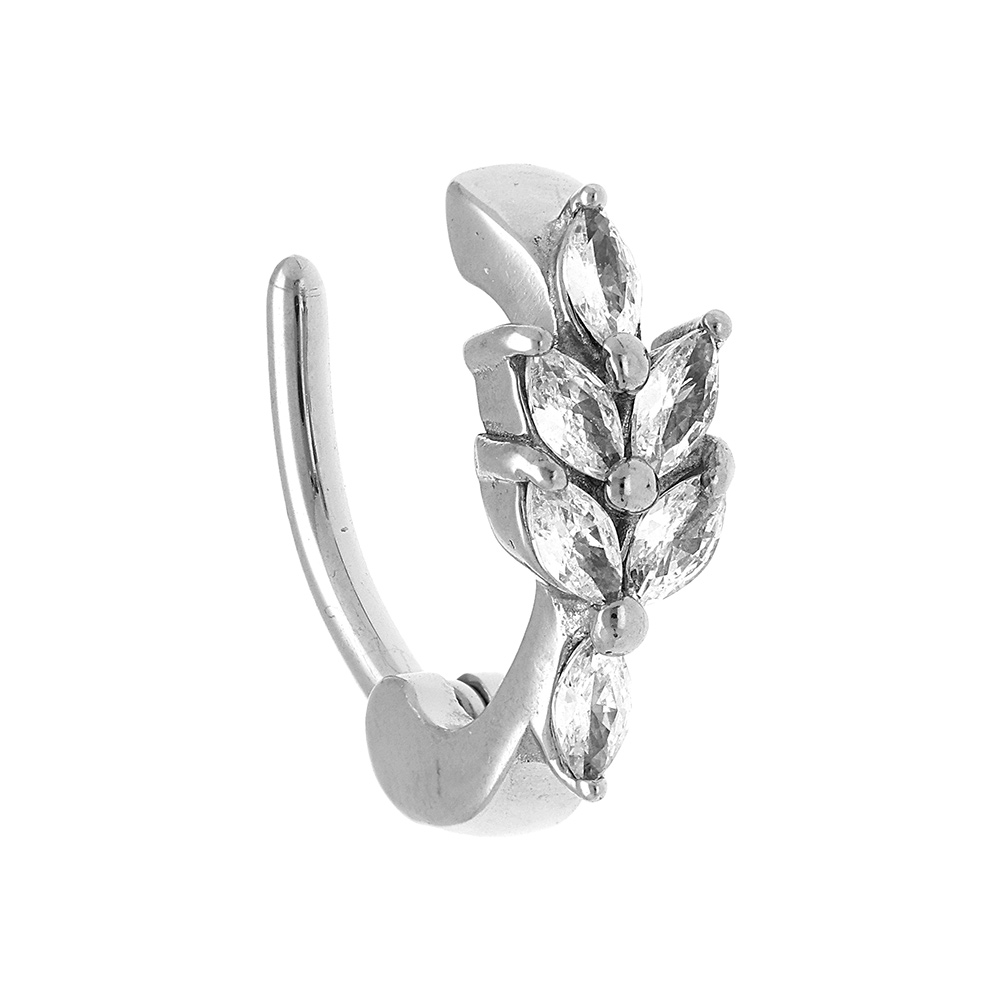 Piercing de nombril en acier feuillage - Vue 2