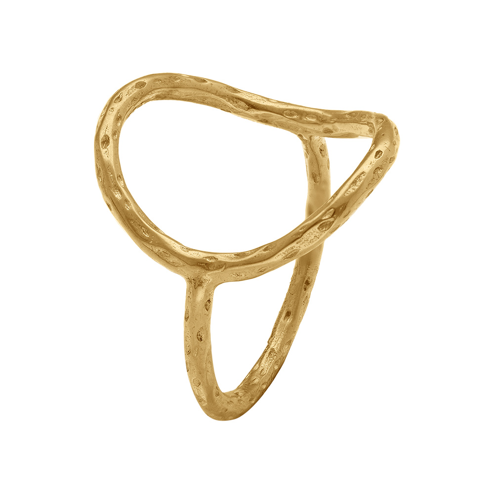 Bague en acier dor, cercle martel - Vue 2