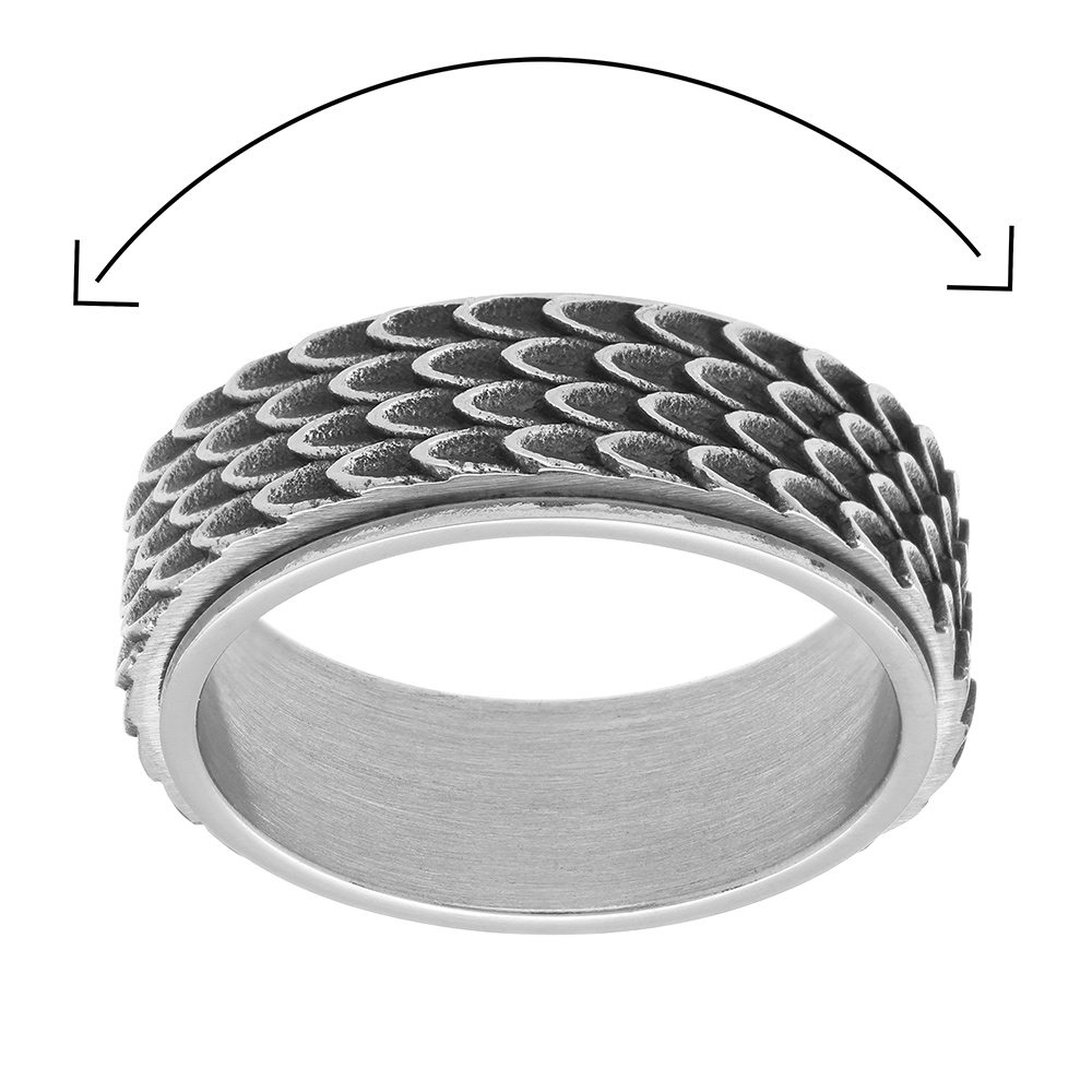 Bague en acier patin�  motif anti stress - Vue 2