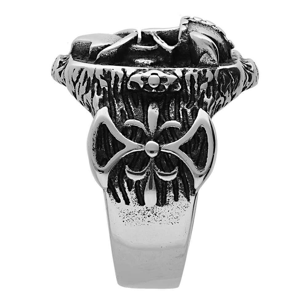 Chevaliere en aciemotif casque Viking - Vue 2