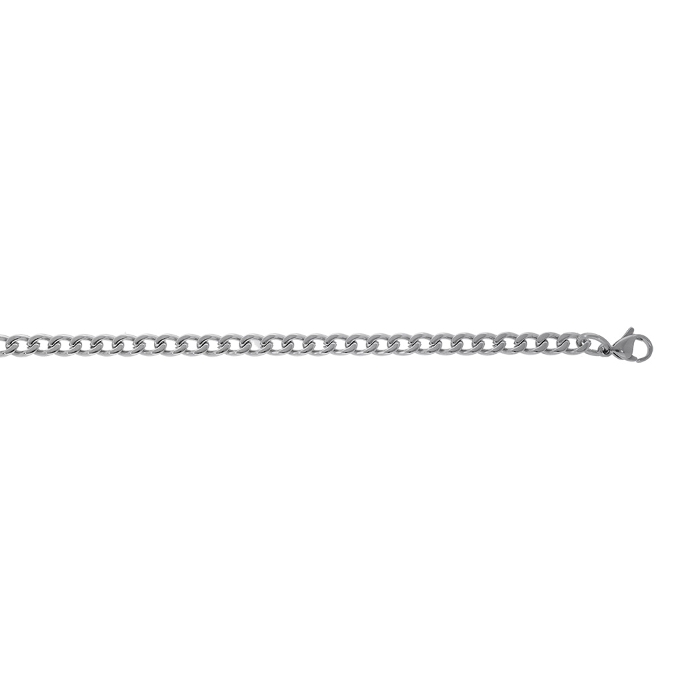 Cha�ne gourmette 4,5mm en acier satin�  - 55cm - Vue 2