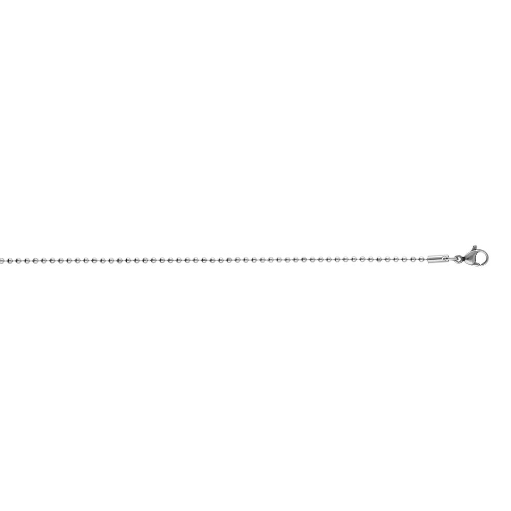 Cha�ne en acier maille boules largeur 2 mm et longueur 55cm - Vue 2