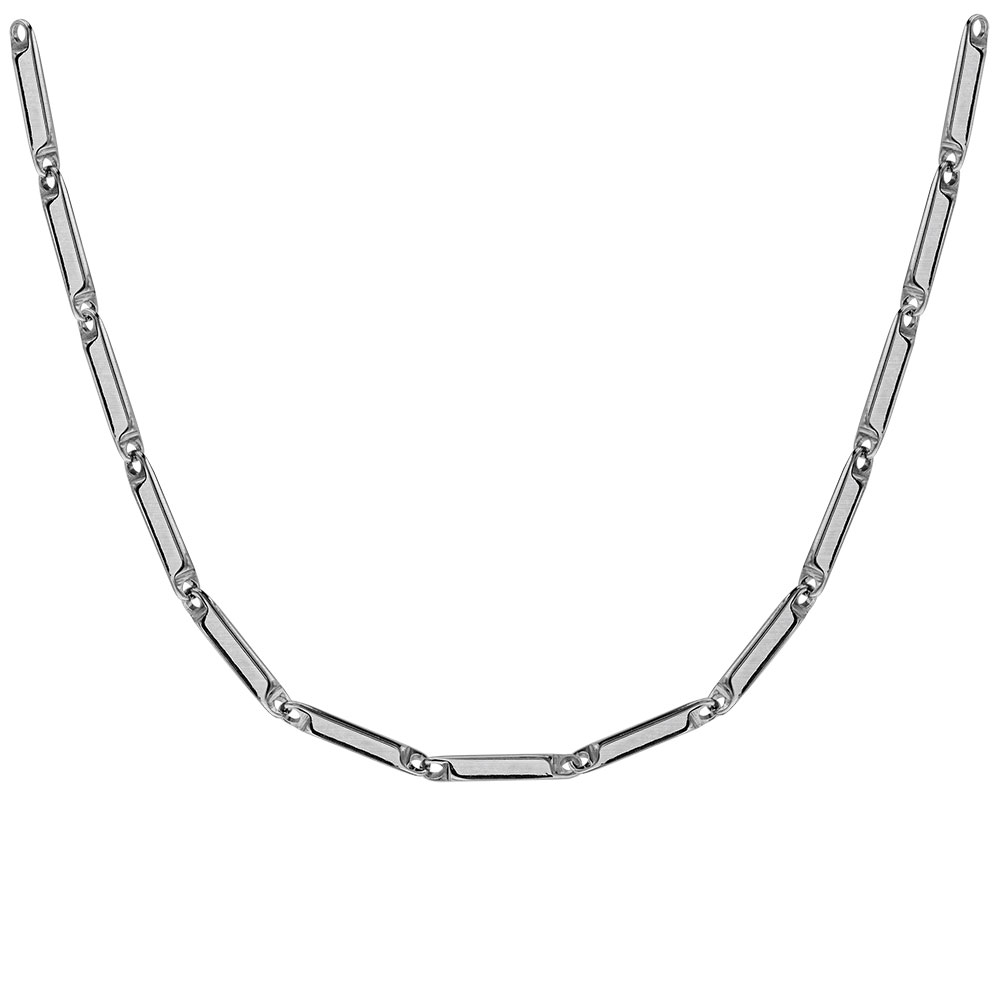 Cha�ne en acier satin� maille rectangle - 50cm r�glable - Vue 2