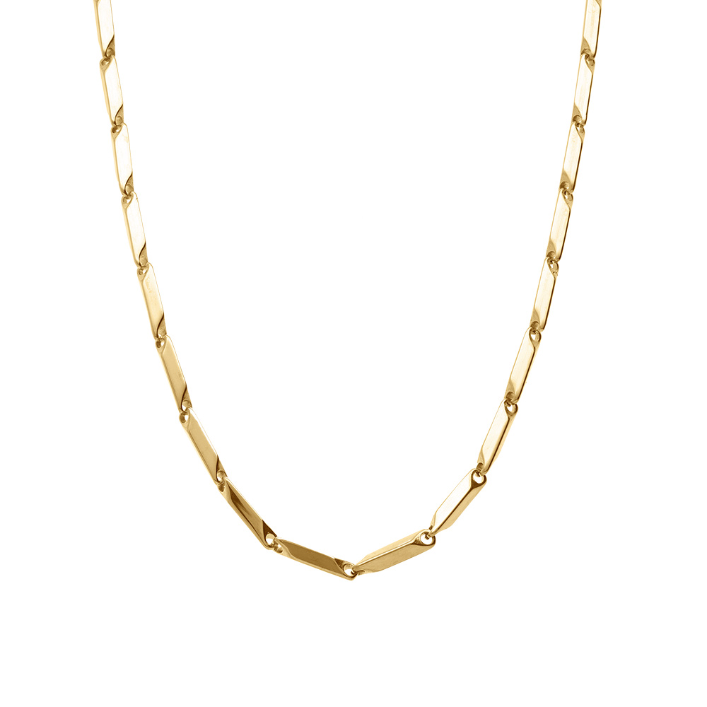 Cha�ne en acier et dor� maille rectangle longueur 55cm r�glable - Vue 2